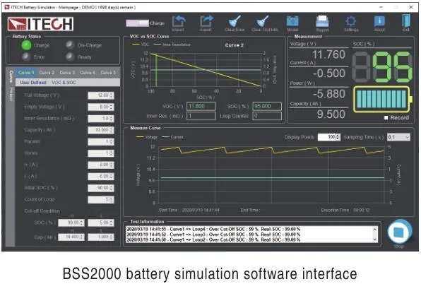 아이텍 ITECH IT-M3600 BSS2000 배터리 시뮬레이션 소프트웨어 화면 이미지