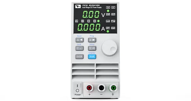 아이텍 ITECH IT6700 디지털 제어 DC 전원공급기 전면 디스플레이와 출력 단자 이미지