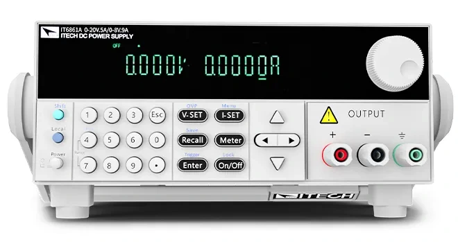 아이텍 ITECH IT6800A/B Dual-range DC 전원공급기 전면 디스플레이와 조작부 이미지