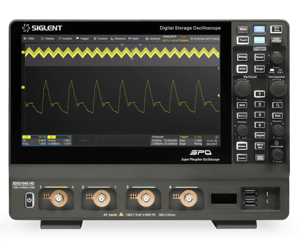 시글런트 SIGLENT SDS3000X HD 12비트 고해상도 오실로스코프 전면