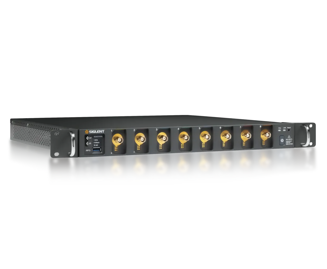 시글런트 SIGLENT SDS5000L 8채널 입력부와 전면 패널 이미지