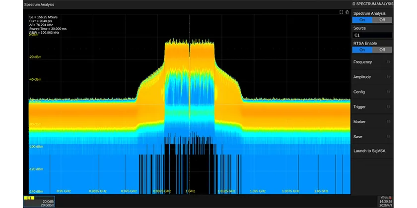 시글렌트 SIGLENT SDS7000A RTSA 실시간 스펙트럼 분석 화면 이미지