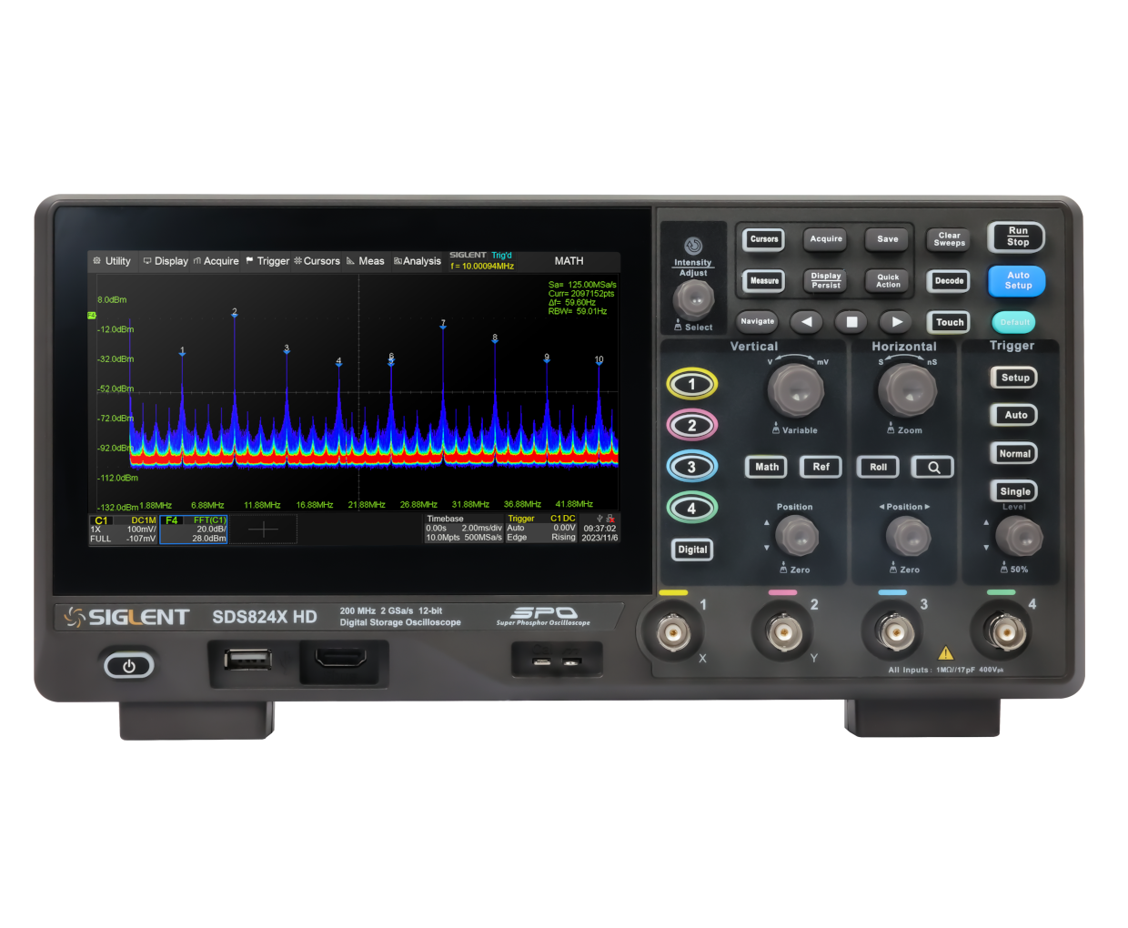 시글런트 SIGLENT SDS800X HD 고분해능 디지털 오실로스코프 전면 제품 이미지