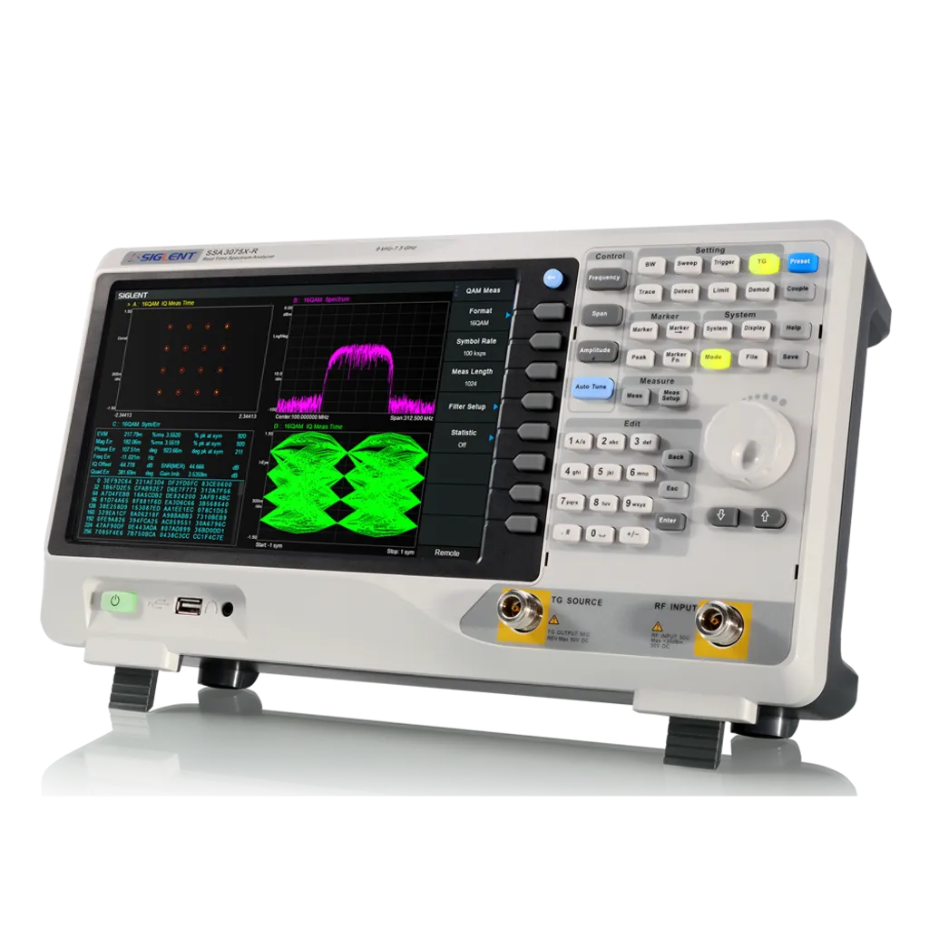 시글런트 SIGLENT SSA3000X-R VNA 측정 화면과 전면 조작부 이미지